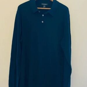 Banana Republic 100% Merino Wool Polo Sweater Black XL Tall Quiet Luxury EUC